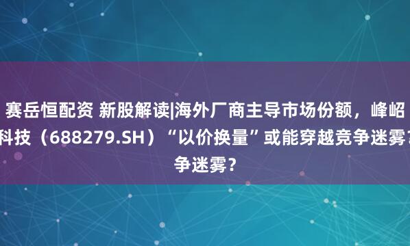 赛岳恒配资 新股解读|海外厂商主导市场份额，峰岹科技（688279.SH）“以价换量”或能穿越竞争迷雾？